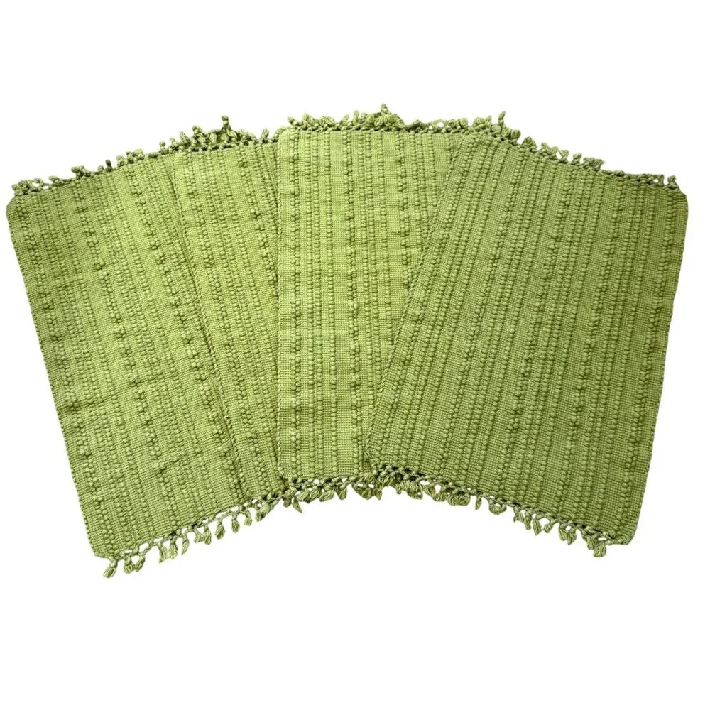 Pottery Barn Set Of 4 Green Placemats 14x20 Inches 100% Cotton Textured